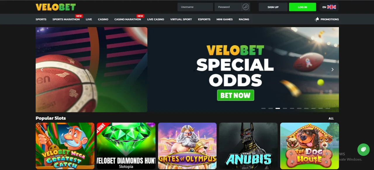 Velobet Homepage